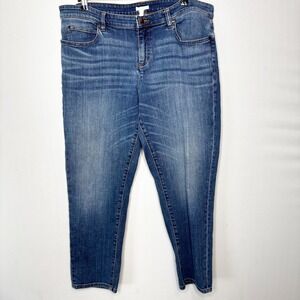 Eileen Fisher Womens Size 16 Blue Wash Straight Leg Jeans Organic Cotton Spandex